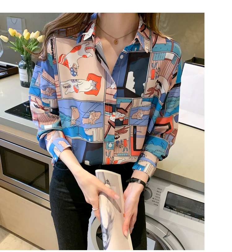 causal loose ladies shirts Fashion printing Women's Blouses Shirts Tops Blusas Mujer