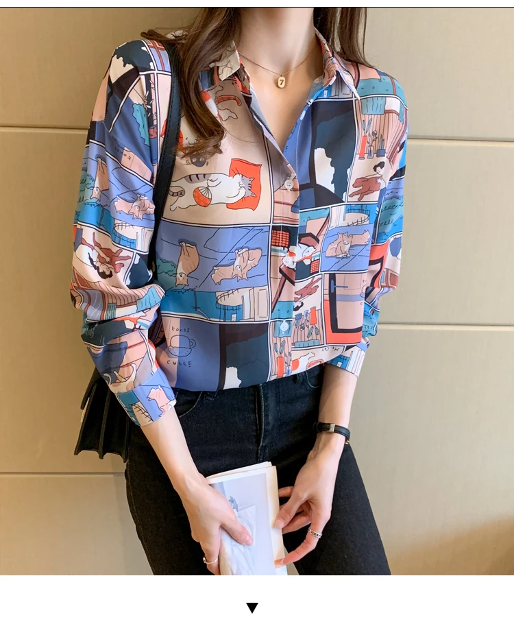 causal loose ladies shirts Fashion printing Women's Blouses Shirts Tops Blusas Mujer