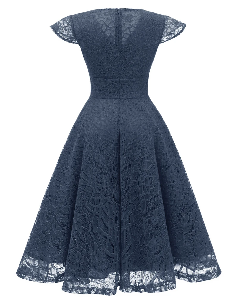 Pink Red Elegant Bridesmaid's Gown Women Vintage Robe Lace Dress Retro V Neck Ladies Party Gowns Formal Dress Vestido De Mujer