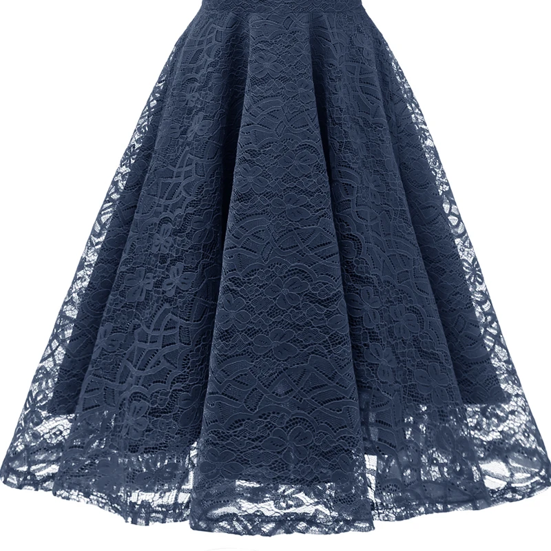 Pink Red Elegant Bridesmaid's Gown Women Vintage Robe Lace Dress Retro V Neck Ladies Party Gowns Formal Dress Vestido De Mujer
