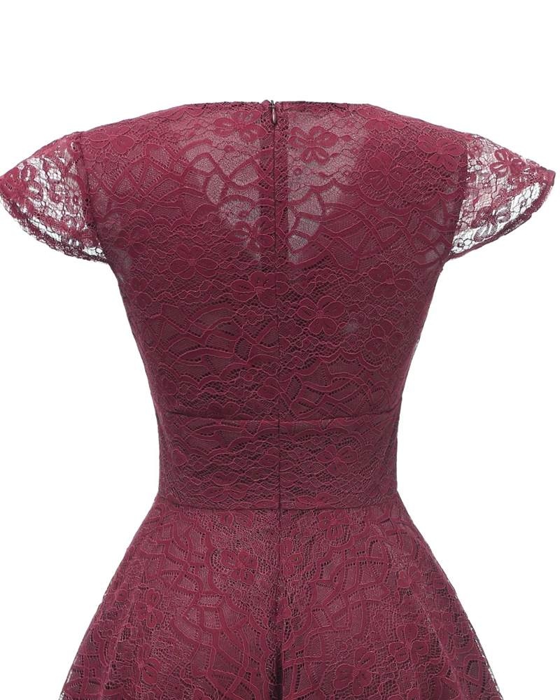Pink Red Elegant Bridesmaid's Gown Women Vintage Robe Lace Dress Retro V Neck Ladies Party Gowns Formal Dress Vestido De Mujer