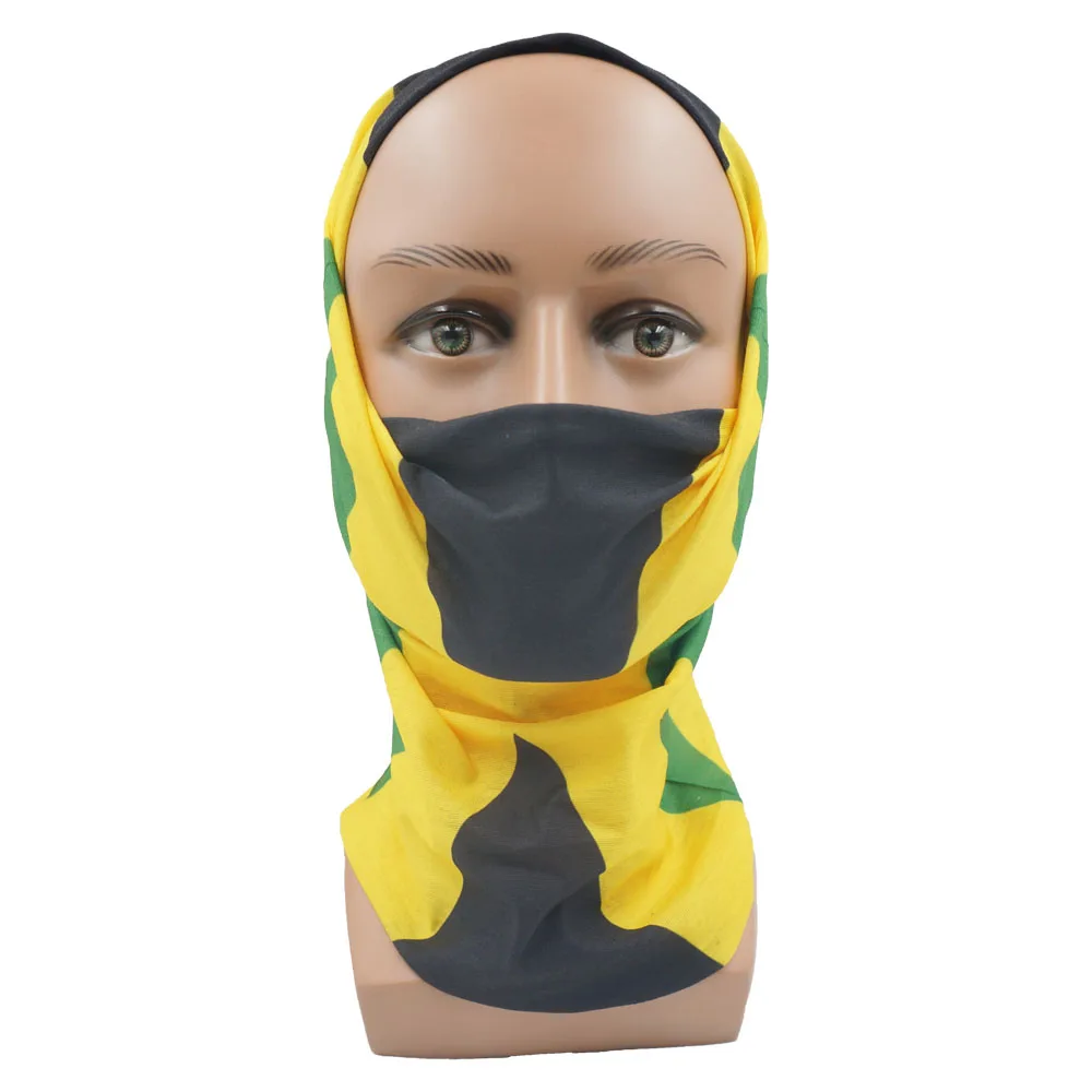 Breathable Running Face Mask Scarves Jamaica Flag Bandana Snood 100% Polyester Biker Multi Purpose Use Head Wrap Neck Gaiter JM