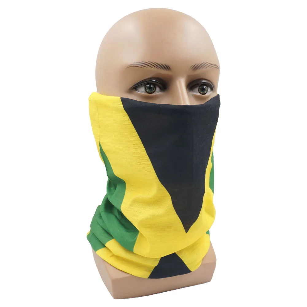 Breathable Running Face Mask Scarves Jamaica Flag Bandana Snood 100% Polyester Biker Multi Purpose Use Head Wrap Neck Gaiter JM
