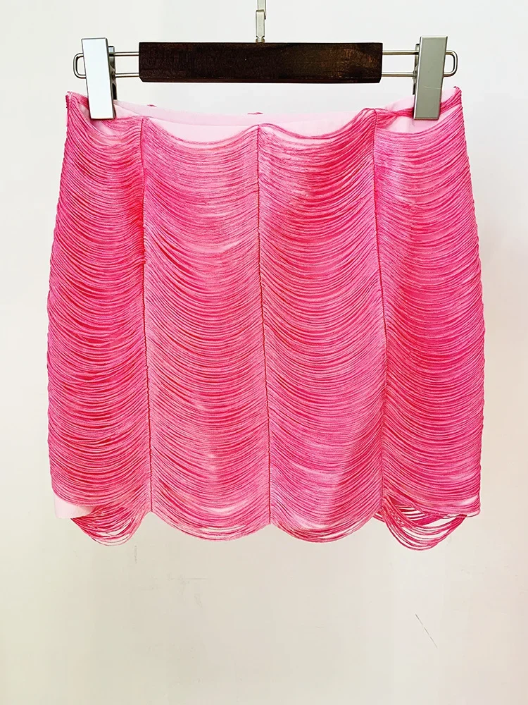 HIGH STREET 2026 Newest Fashion Designer Skirt Women's Tassel Embellished Mini Skirt