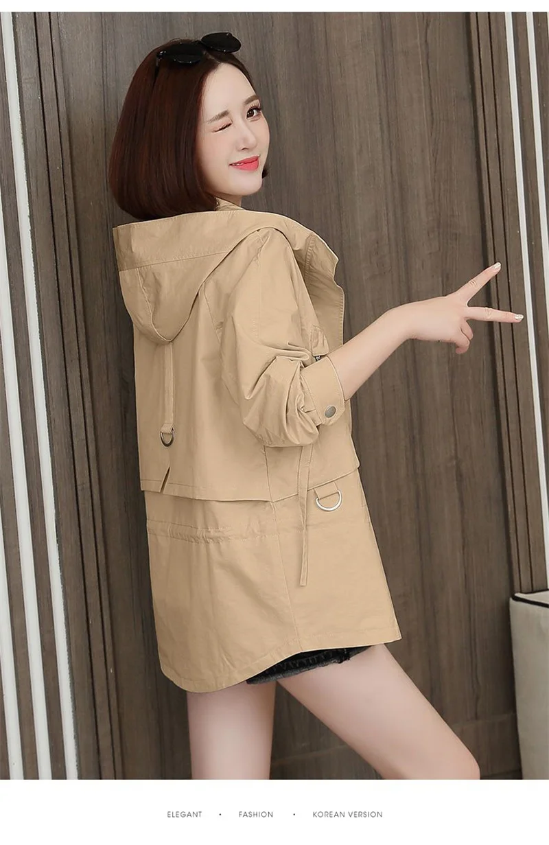 Mother's Windbreaker Women's Spring And Autumn 2026 New Middle-Aged Mother's Loose And Thin Coat Korean Lining Trench Hooded 3XL