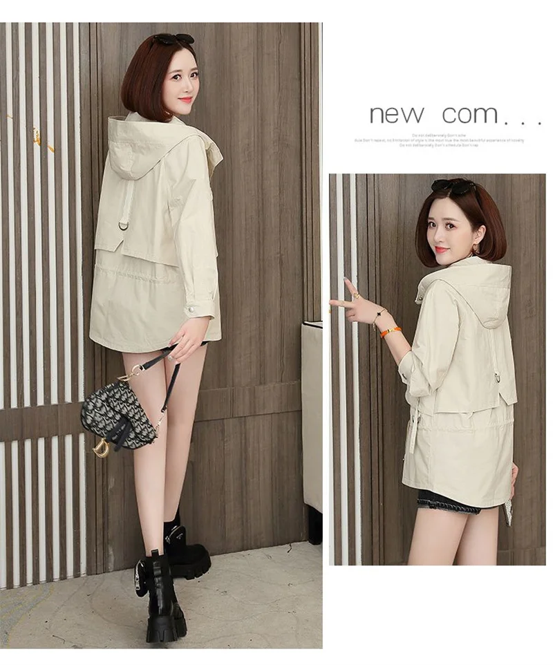 Mother's Windbreaker Women's Spring And Autumn 2026 New Middle-Aged Mother's Loose And Thin Coat Korean Lining Trench Hooded 3XL