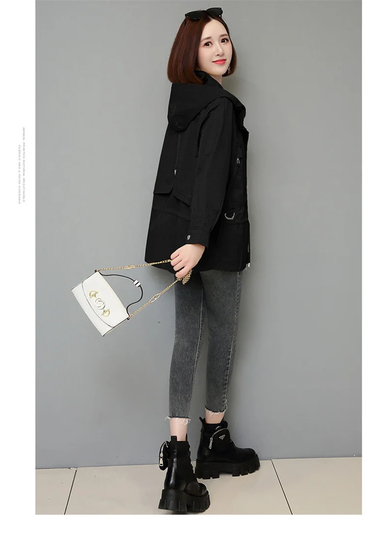 Mother's Windbreaker Women's Spring And Autumn 2026 New Middle-Aged Mother's Loose And Thin Coat Korean Lining Trench Hooded 3XL