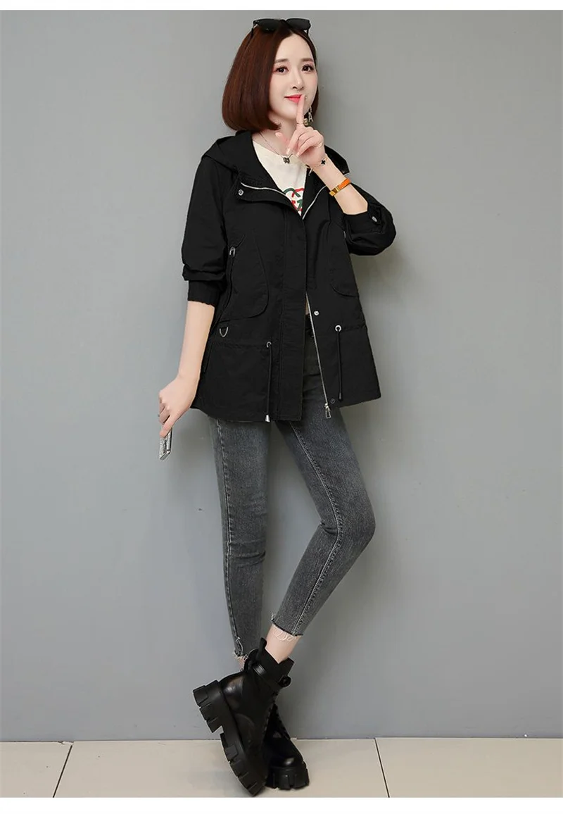 Mother's Windbreaker Women's Spring And Autumn 2026 New Middle-Aged Mother's Loose And Thin Coat Korean Lining Trench Hooded 3XL