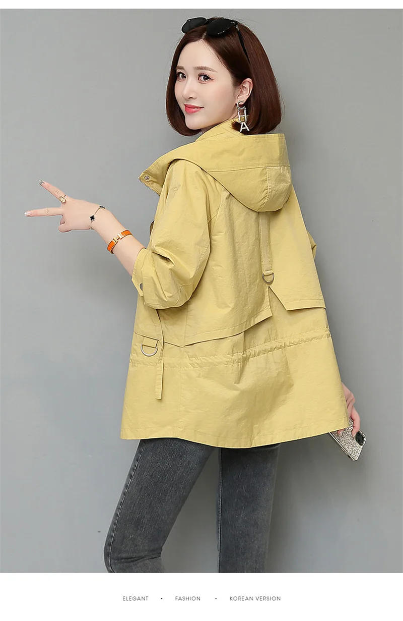 Mother's Windbreaker Women's Spring And Autumn 2026 New Middle-Aged Mother's Loose And Thin Coat Korean Lining Trench Hooded 3XL