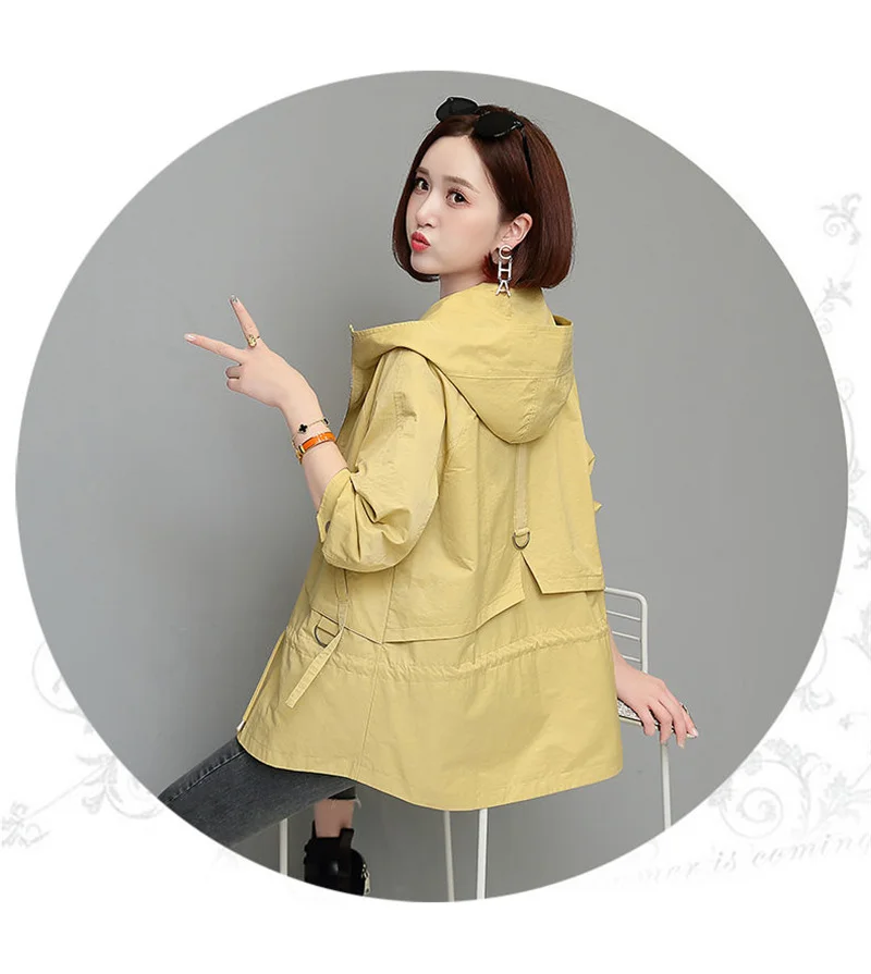 Mother's Windbreaker Women's Spring And Autumn 2026 New Middle-Aged Mother's Loose And Thin Coat Korean Lining Trench Hooded 3XL