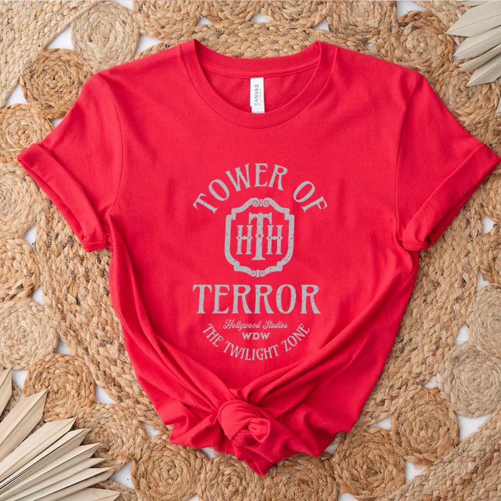 Vintage Tower of Terror T Shirt Tower Hotel Tshirt Studios Retro Shirt WDW Shirts Women Fashion Summer Causal Short Sleeved Top