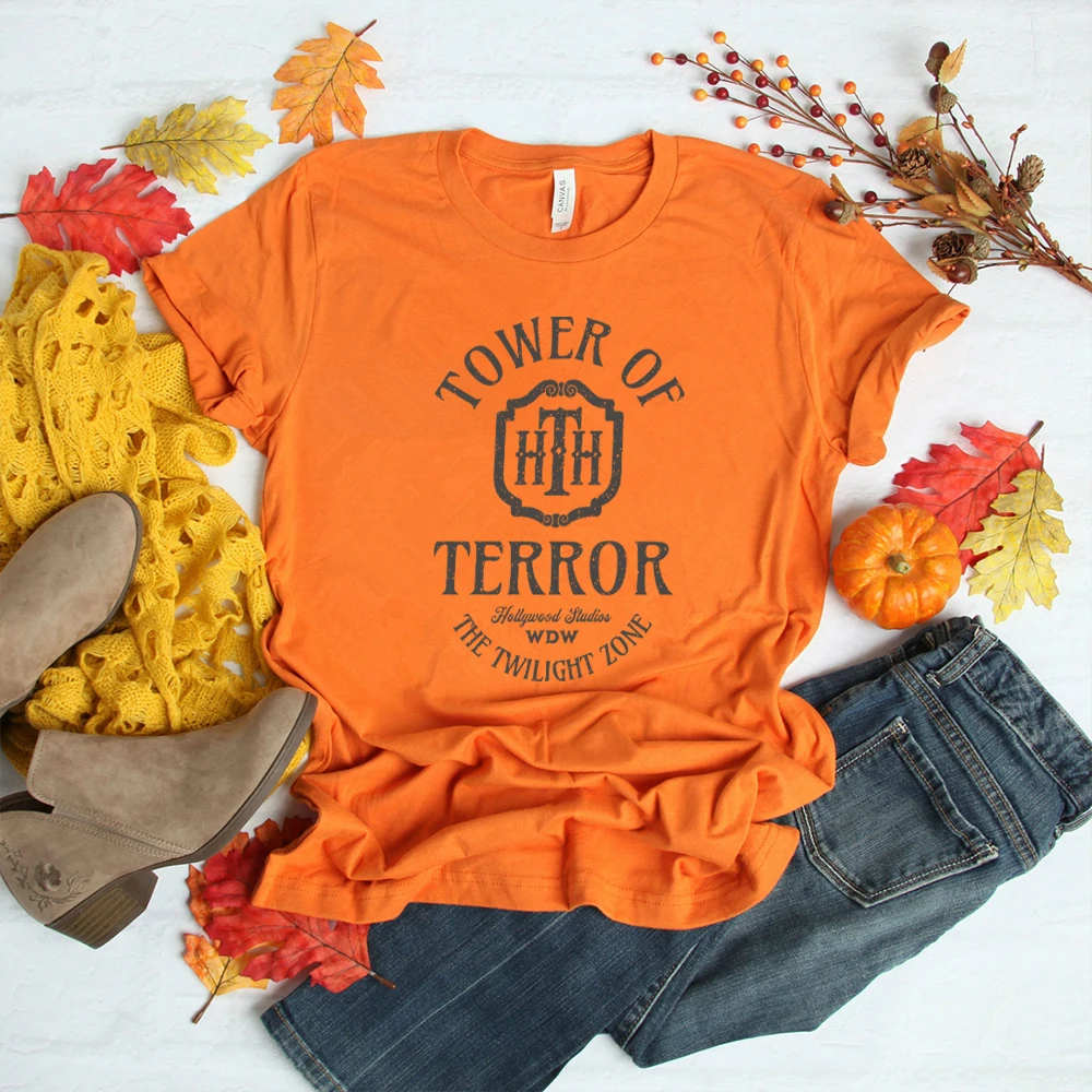 Vintage Tower of Terror T Shirt Tower Hotel Tshirt Studios Retro Shirt WDW Shirts Women Fashion Summer Causal Short Sleeved Top