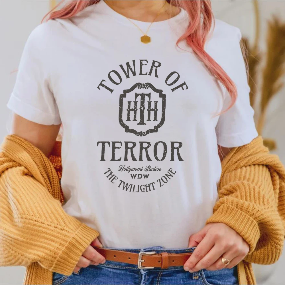 Vintage Tower of Terror T Shirt Tower Hotel Tshirt Studios Retro Shirt WDW Shirts Women Fashion Summer Causal Short Sleeved Top