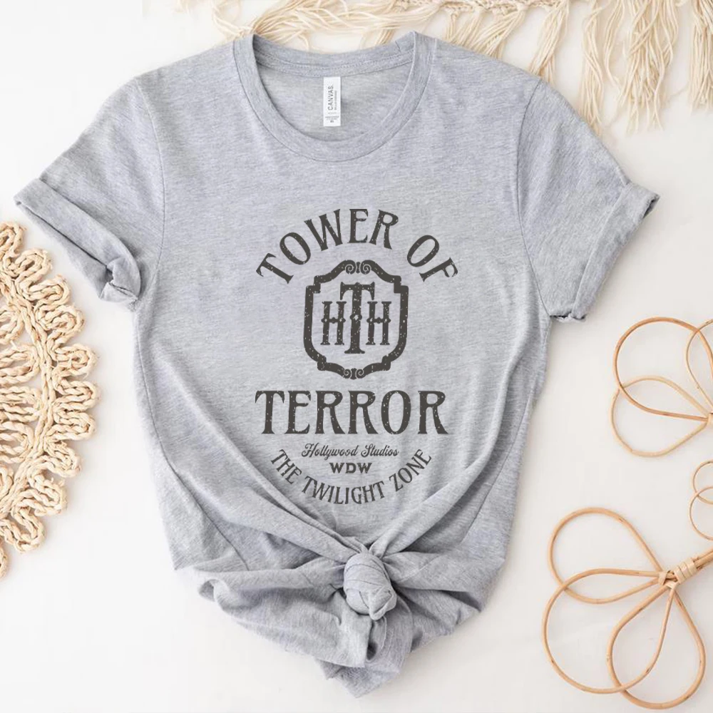 Vintage Tower of Terror T Shirt Tower Hotel Tshirt Studios Retro Shirt WDW Shirts Women Fashion Summer Causal Short Sleeved Top