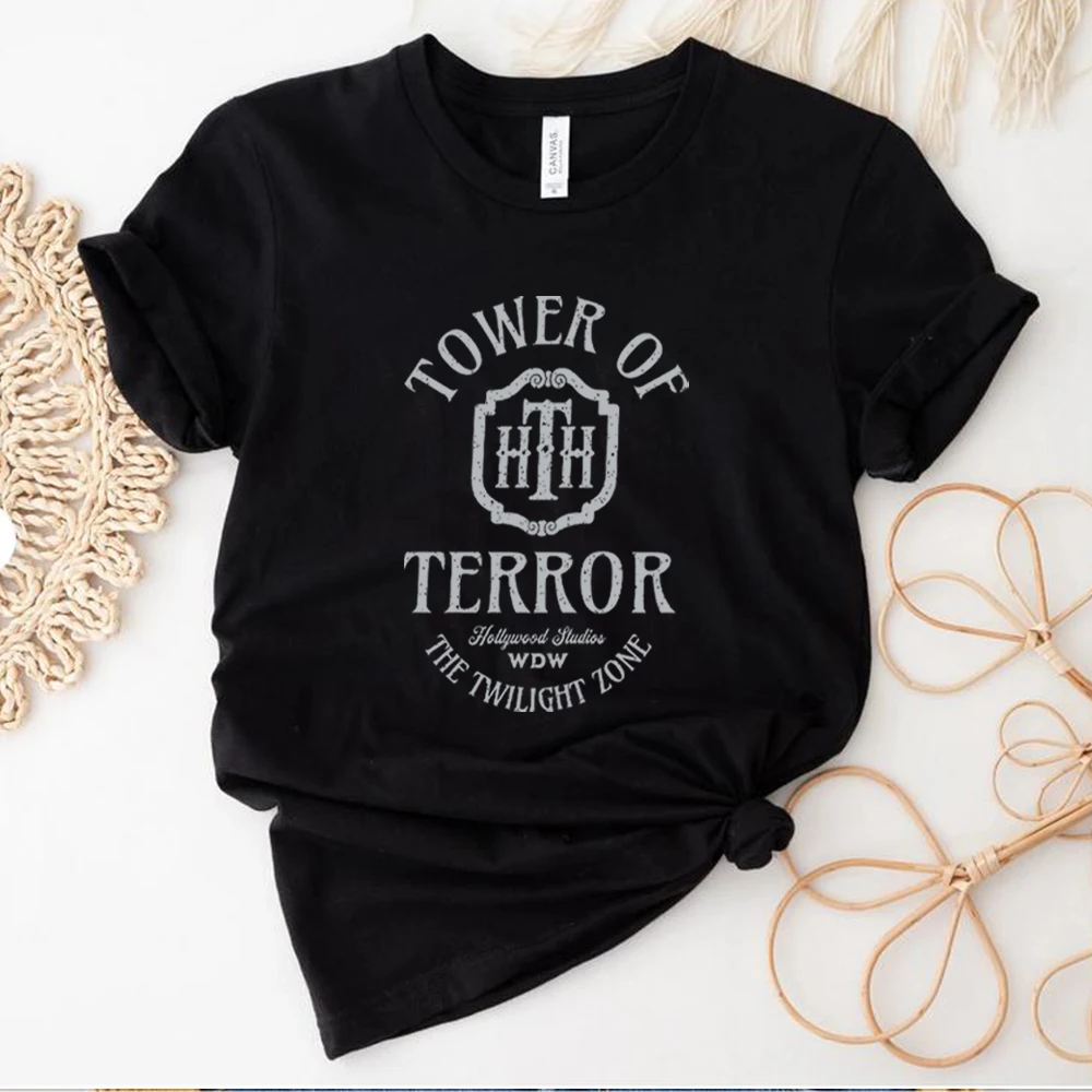 Vintage Tower of Terror T Shirt Tower Hotel Tshirt Studios Retro Shirt WDW Shirts Women Fashion Summer Causal Short Sleeved Top