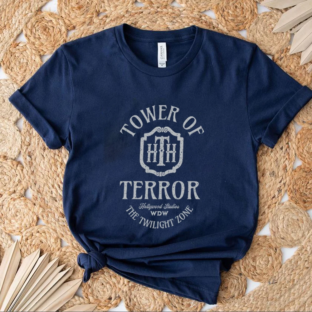 Vintage Tower of Terror T Shirt Tower Hotel Tshirt Studios Retro Shirt WDW Shirts Women Fashion Summer Causal Short Sleeved Top