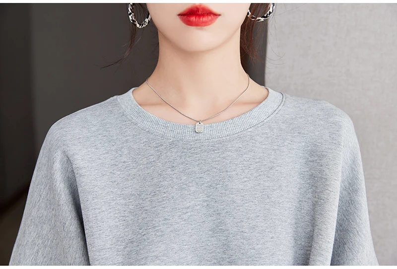 Cropped Tops Short Sweatshirts Fall Winter Women Plain Long Sleeve Belt Waist Loose Casual Oversize Pullover Korean Short Jumper