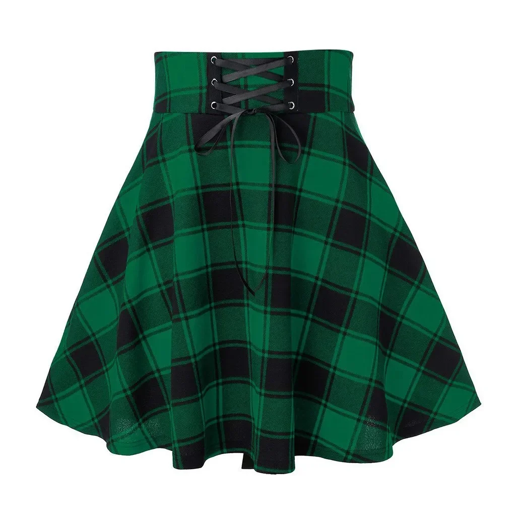 Retro Gothic Black Checkered Women's Skirt 2024 New Women Pleated Plaid Skirt Spring Autumn Girl Hip Hop Female Punk Mini Skirts