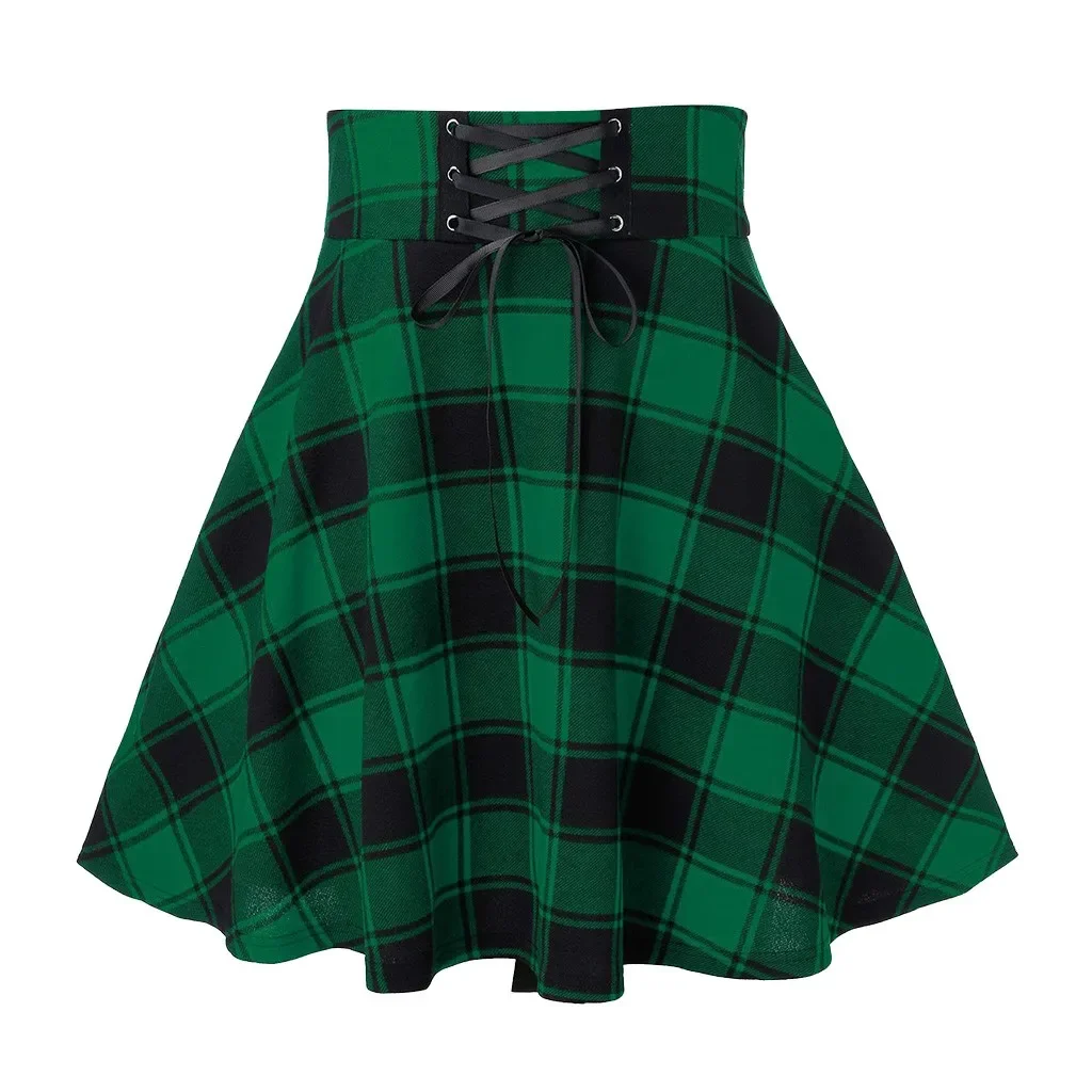 Retro Gothic Black Checkered Women's Skirt 2024 New Women Pleated Plaid Skirt Spring Autumn Girl Hip Hop Female Punk Mini Skirts