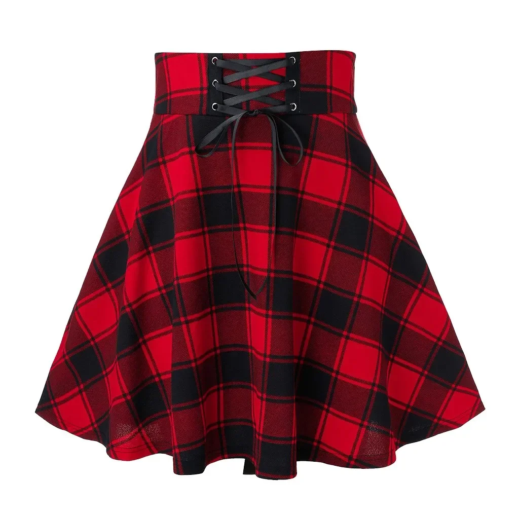 Retro Gothic Black Checkered Women's Skirt 2024 New Women Pleated Plaid Skirt Spring Autumn Girl Hip Hop Female Punk Mini Skirts
