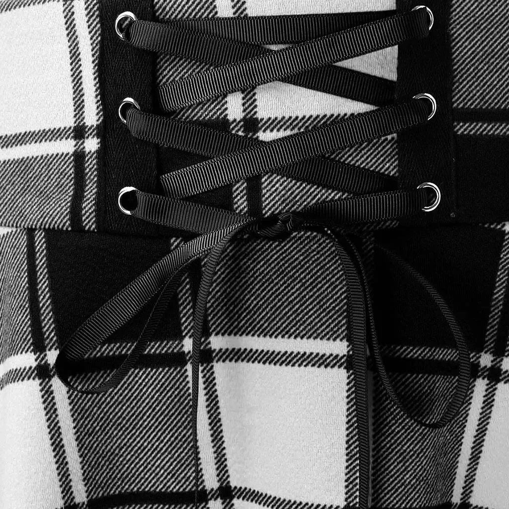 Retro Gothic Black Checkered Women's Skirt 2024 New Women Pleated Plaid Skirt Spring Autumn Girl Hip Hop Female Punk Mini Skirts