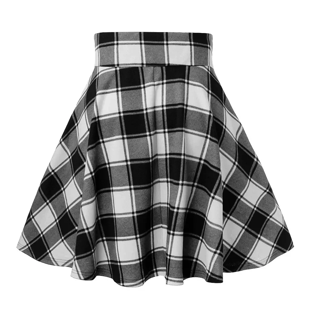 Retro Gothic Black Checkered Women's Skirt 2024 New Women Pleated Plaid Skirt Spring Autumn Girl Hip Hop Female Punk Mini Skirts