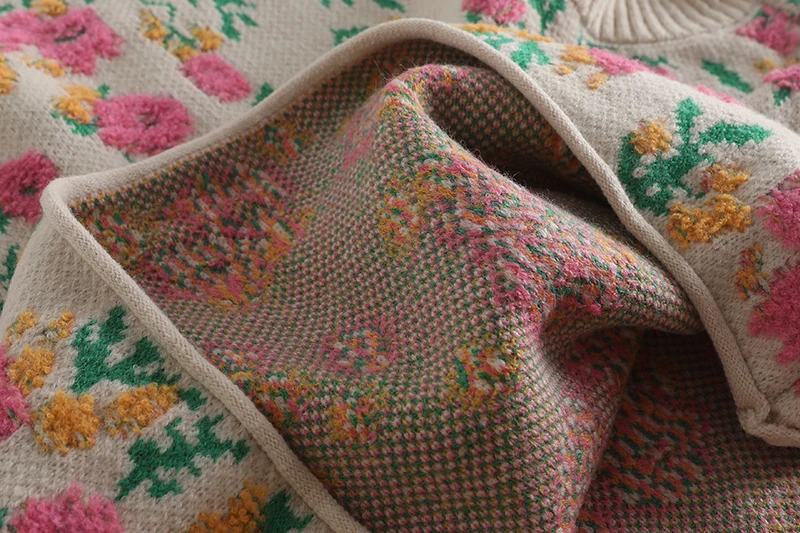 Women's Vintage Flower Knitted Sweater Vests, Japanese Mori Style, O-neck, Baggy Sleeveless Tops, Casual Retro Jumpers, Autumn