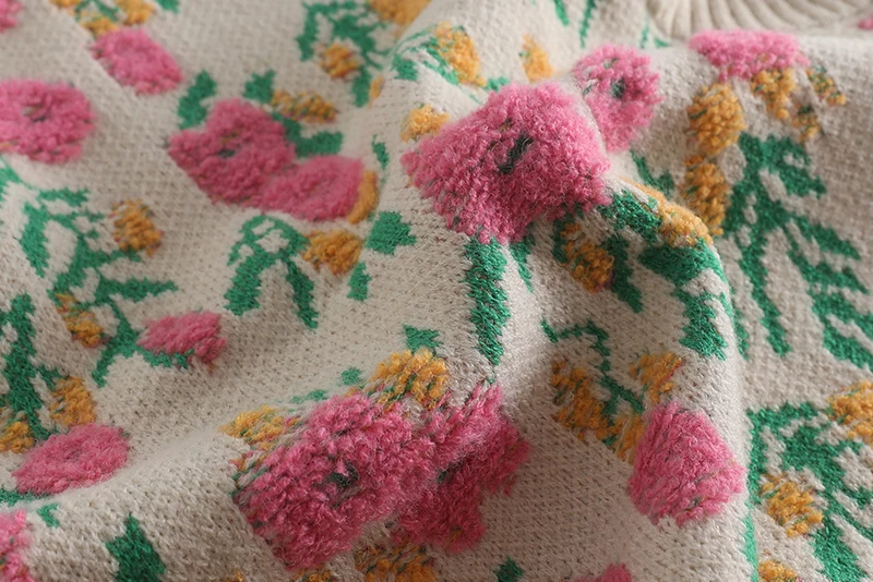 Women's Vintage Flower Knitted Sweater Vests, Japanese Mori Style, O-neck, Baggy Sleeveless Tops, Casual Retro Jumpers, Autumn