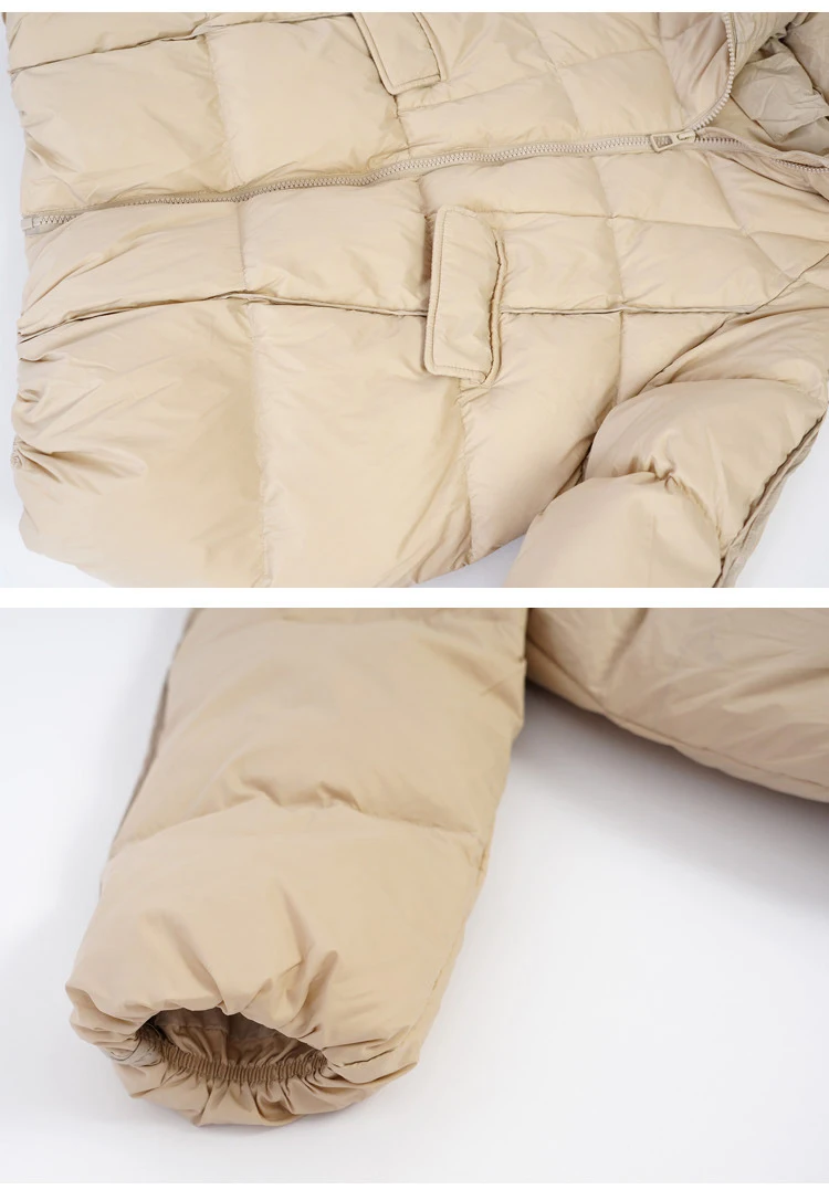 Schinteon Women White Duck Down Jacket with Hood Autumn Winter Warm Outwear Casual Loose Over Size Outwear Korean Style Coat New