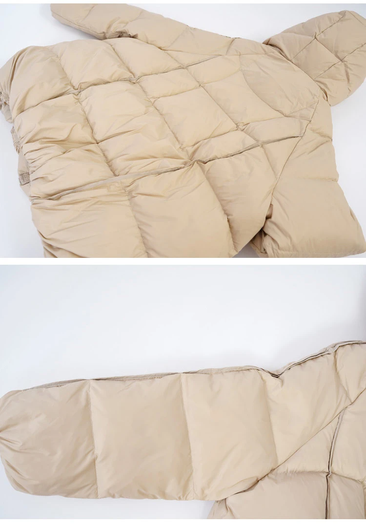 Schinteon Women White Duck Down Jacket with Hood Autumn Winter Warm Outwear Casual Loose Over Size Outwear Korean Style Coat New