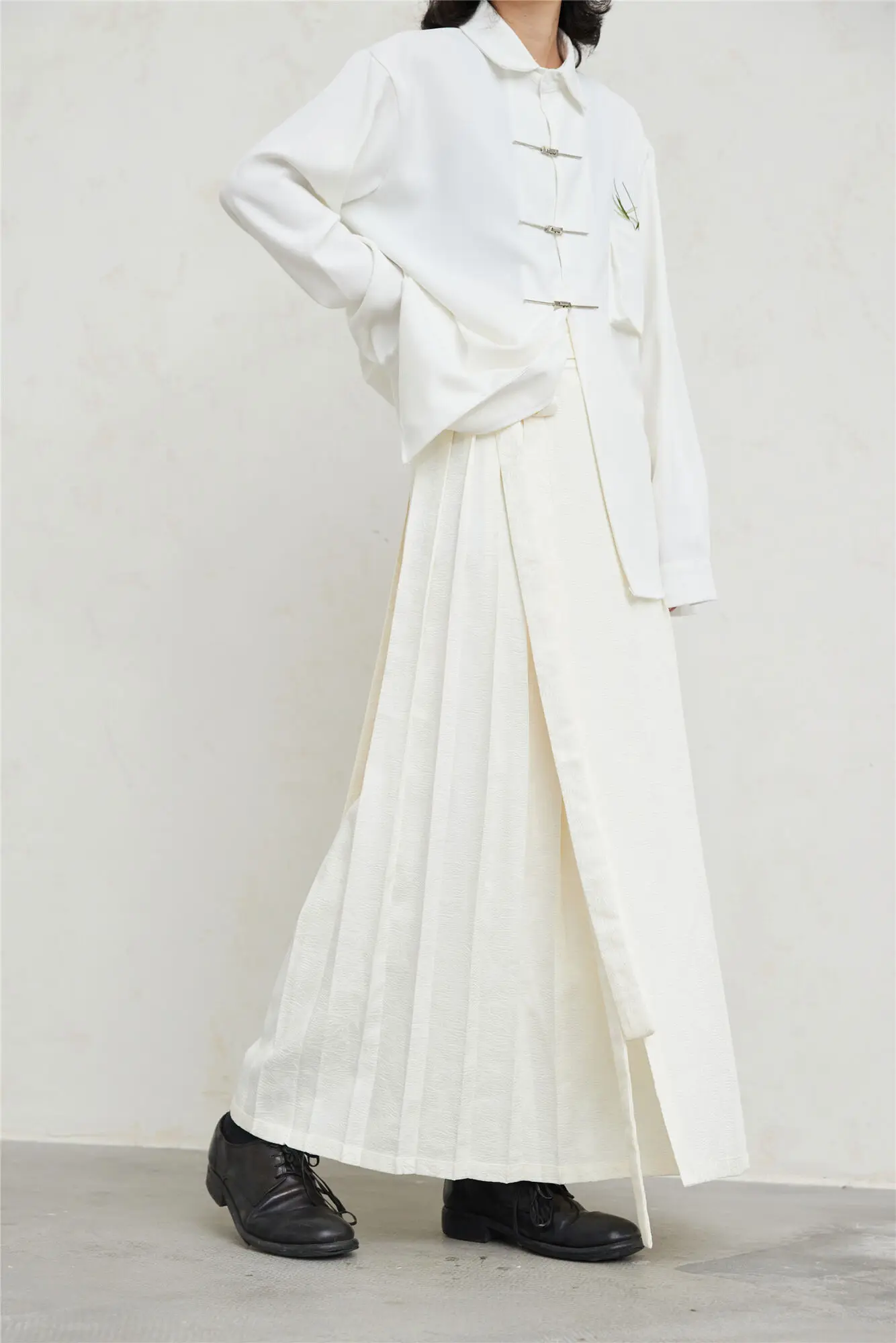 UMI MAO Yamamoto Dark Skirt Design Sense New Chinese Bamboo Leaf Pleated Pattern Jacquard Horse Face Skirt Femme