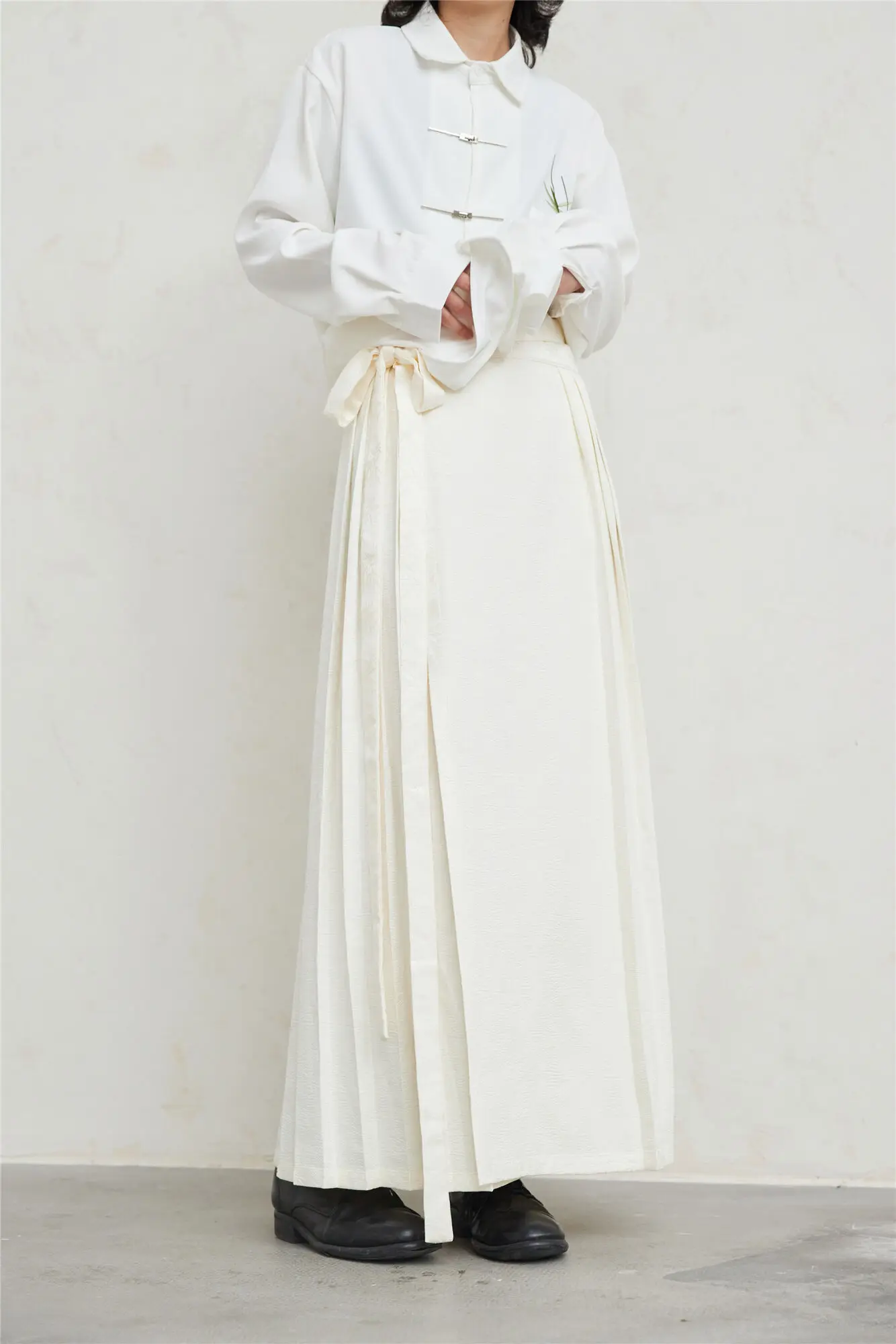 UMI MAO Yamamoto Dark Skirt Design Sense New Chinese Bamboo Leaf Pleated Pattern Jacquard Horse Face Skirt Femme