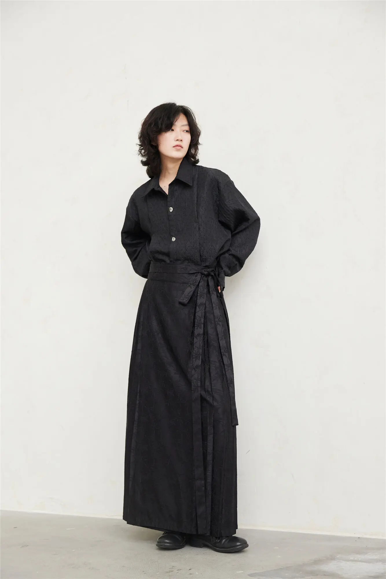 UMI MAO Yamamoto Dark Skirt Design Sense New Chinese Bamboo Leaf Pleated Pattern Jacquard Horse Face Skirt Femme