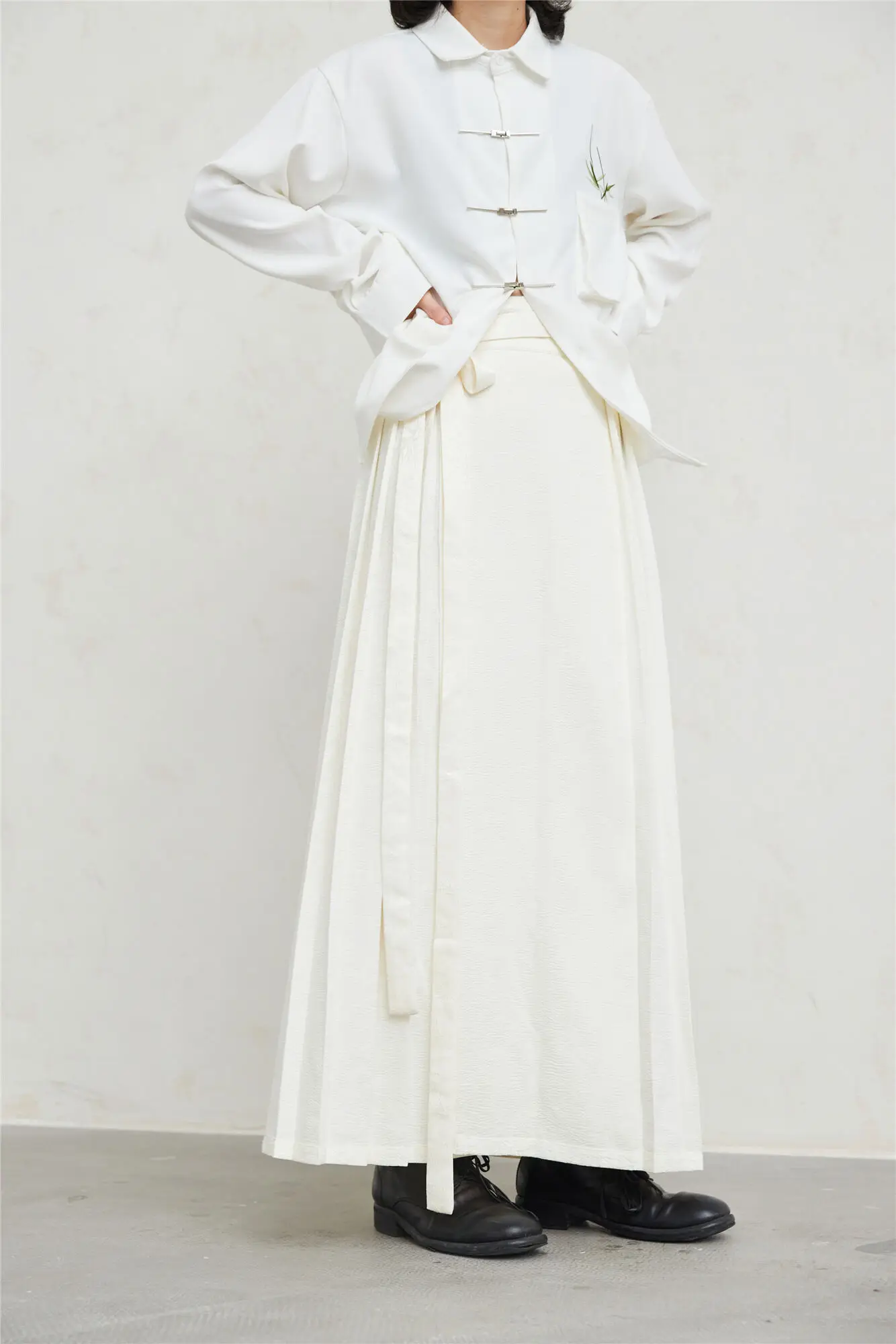 UMI MAO Yamamoto Dark Skirt Design Sense New Chinese Bamboo Leaf Pleated Pattern Jacquard Horse Face Skirt Femme