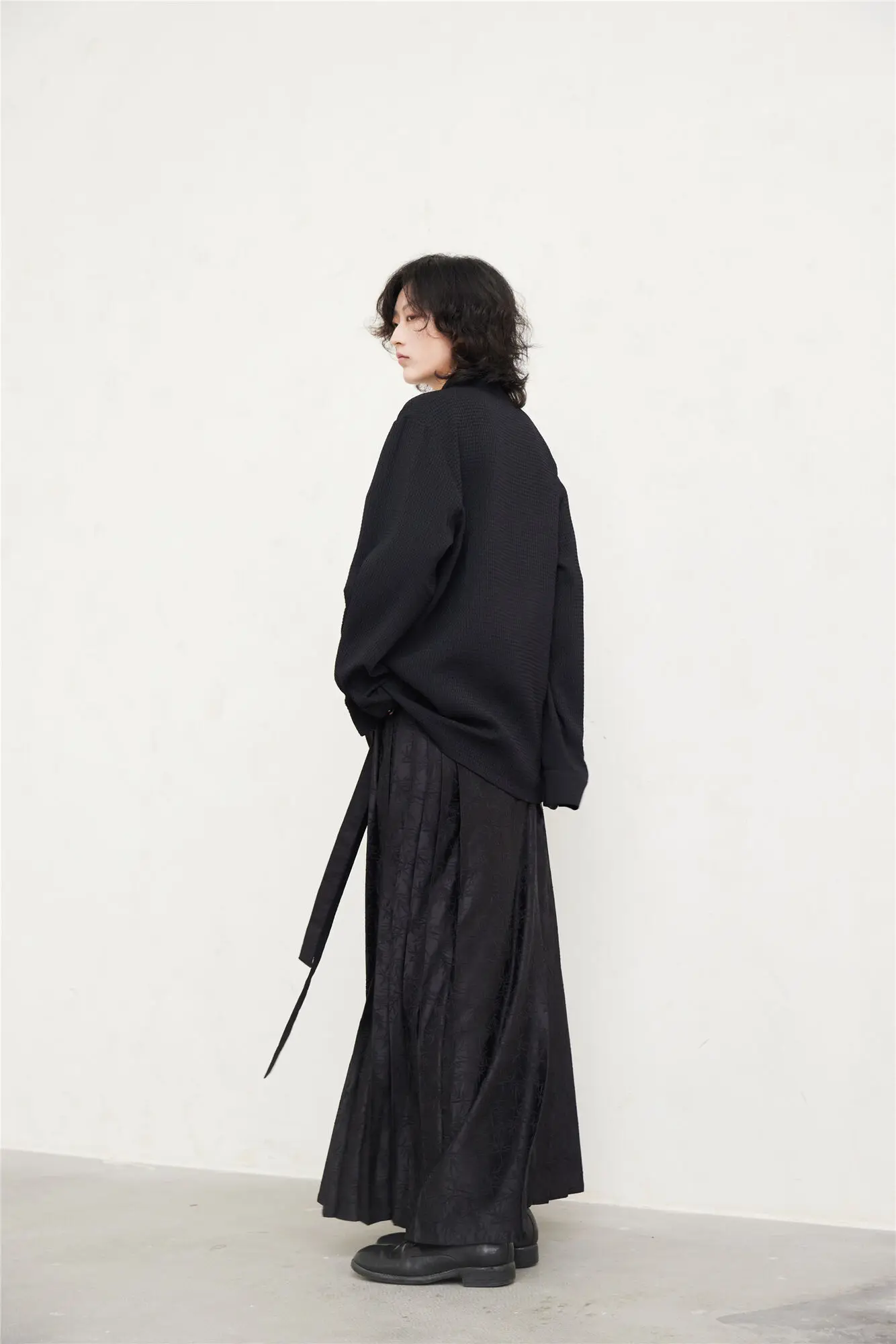 UMI MAO Yamamoto Dark Skirt Design Sense New Chinese Bamboo Leaf Pleated Pattern Jacquard Horse Face Skirt Femme