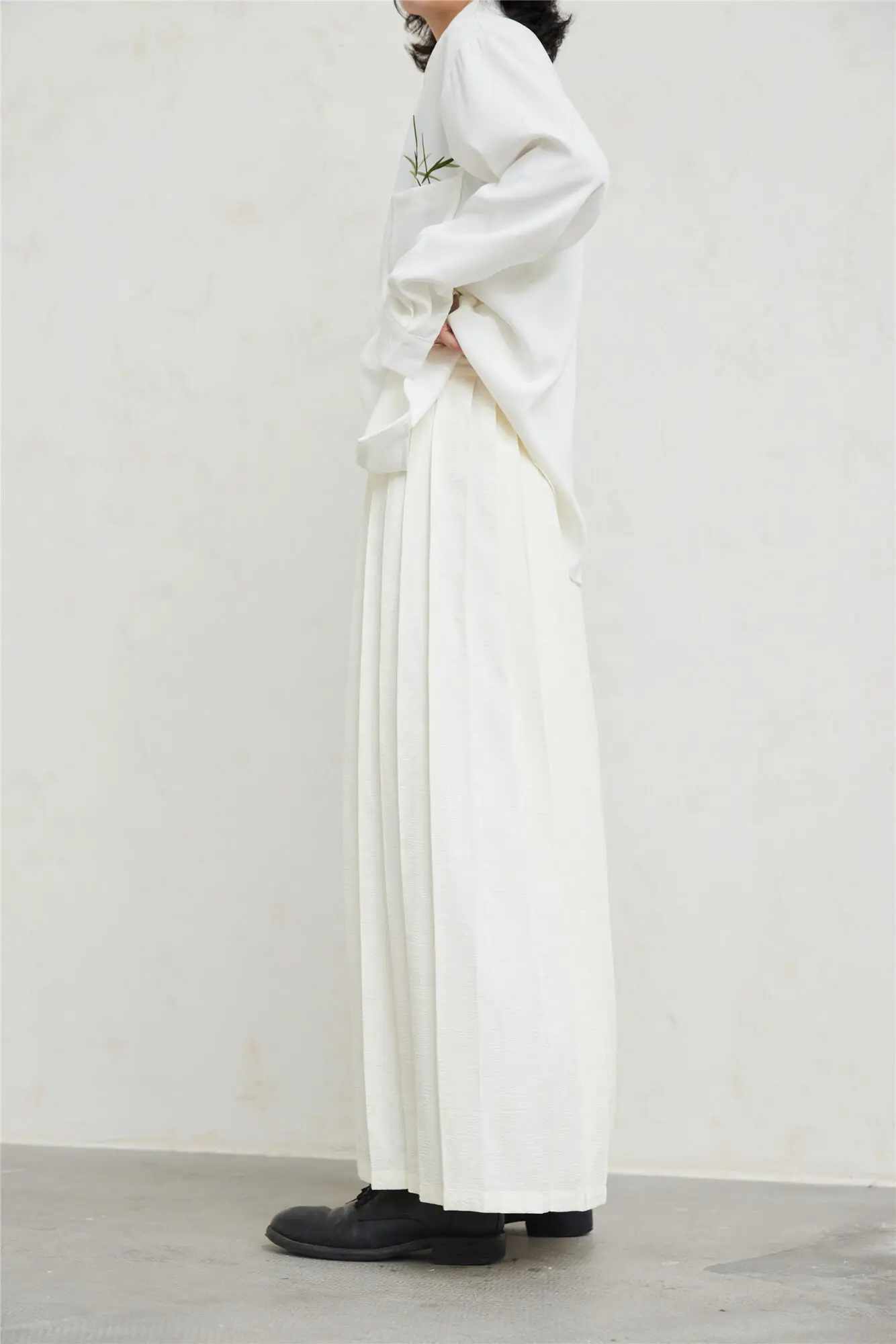 UMI MAO Yamamoto Dark Skirt Design Sense New Chinese Bamboo Leaf Pleated Pattern Jacquard Horse Face Skirt Femme