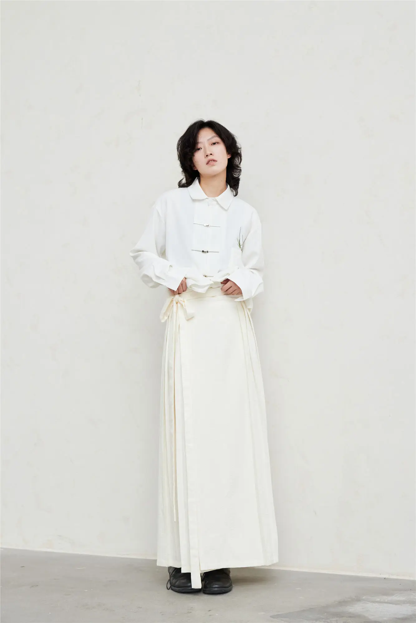 UMI MAO Yamamoto Dark Skirt Design Sense New Chinese Bamboo Leaf Pleated Pattern Jacquard Horse Face Skirt Femme