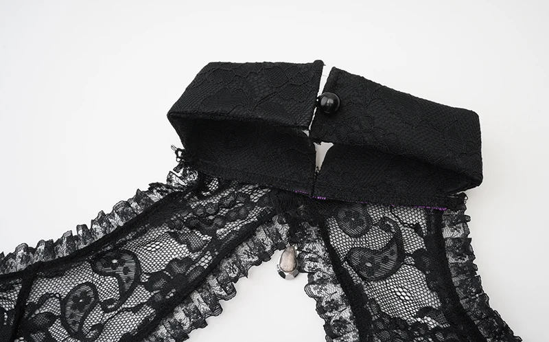 Black See Through Floral Lace Long Flare Sleeve y2k Dark Clothes Women Steampunk Coat Gothic Vintage Top Sexy Victorian Jacket