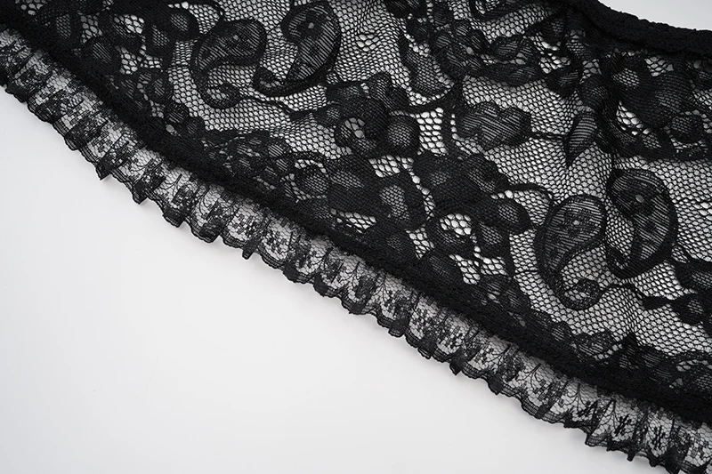 Black See Through Floral Lace Long Flare Sleeve y2k Dark Clothes Women Steampunk Coat Gothic Vintage Top Sexy Victorian Jacket