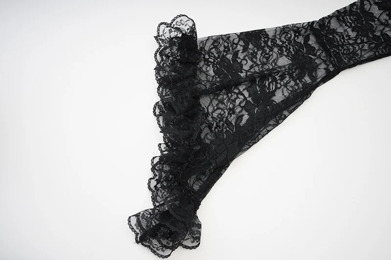 Black See Through Floral Lace Long Flare Sleeve y2k Dark Clothes Women Steampunk Coat Gothic Vintage Top Sexy Victorian Jacket