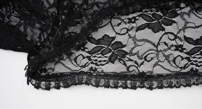 Black See Through Floral Lace Long Flare Sleeve y2k Dark Clothes Women Steampunk Coat Gothic Vintage Top Sexy Victorian Jacket