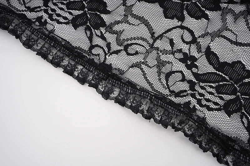 Black See Through Floral Lace Long Flare Sleeve y2k Dark Clothes Women Steampunk Coat Gothic Vintage Top Sexy Victorian Jacket