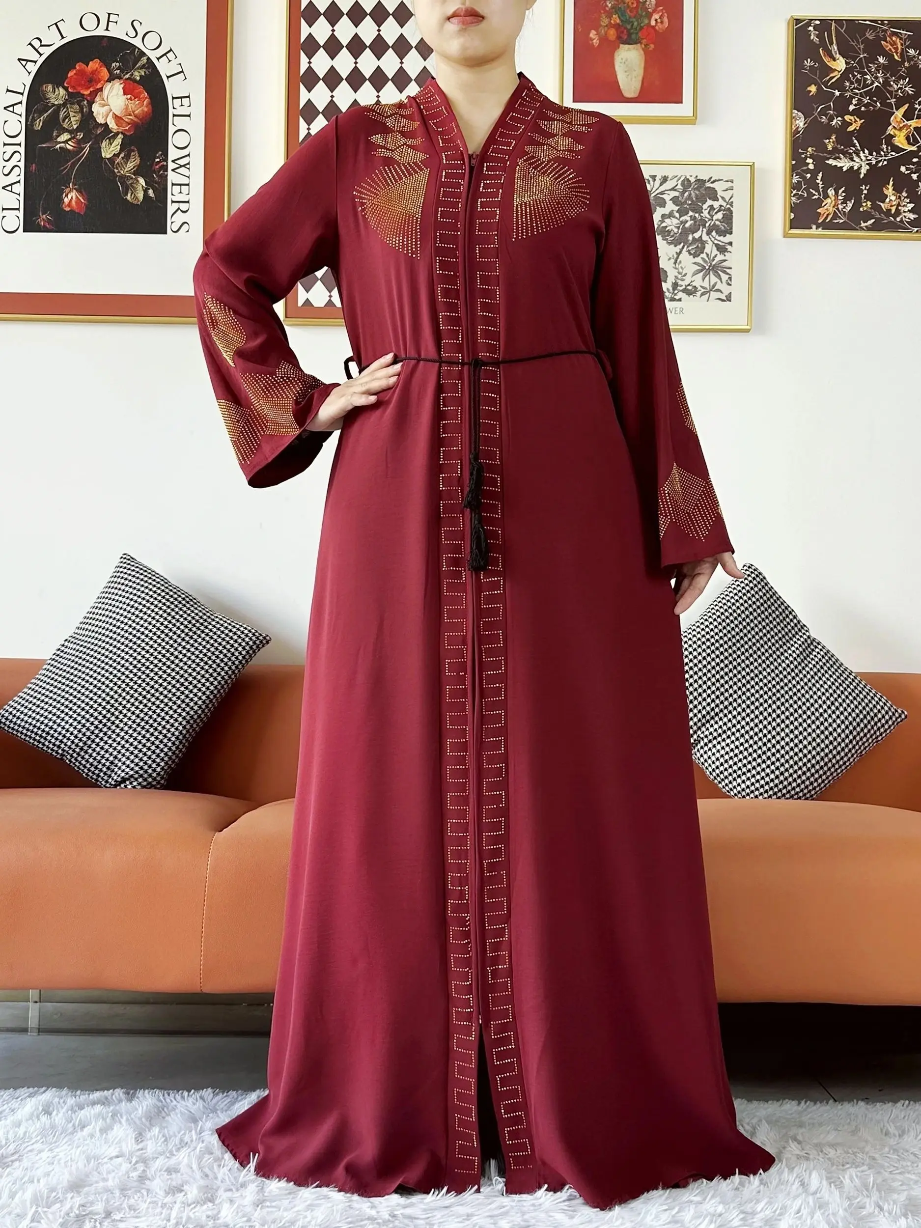 2024 Women Elegant Party Dress Chiffon Open Abaya Muslim Women Dress Islamic Clothing Cardigan Abaya Women Muslim Dress