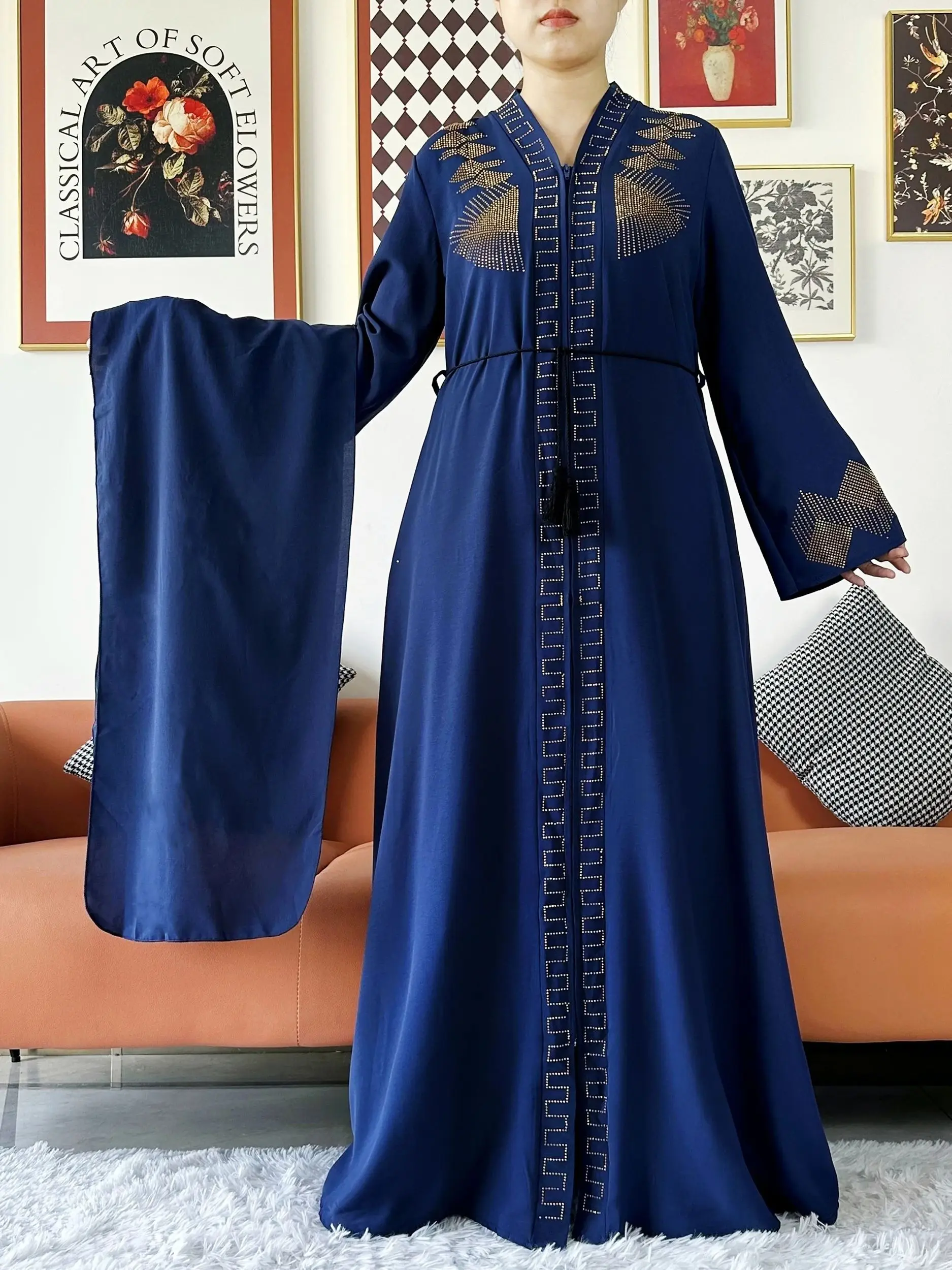 2024 Women Elegant Party Dress Chiffon Open Abaya Muslim Women Dress Islamic Clothing Cardigan Abaya Women Muslim Dress