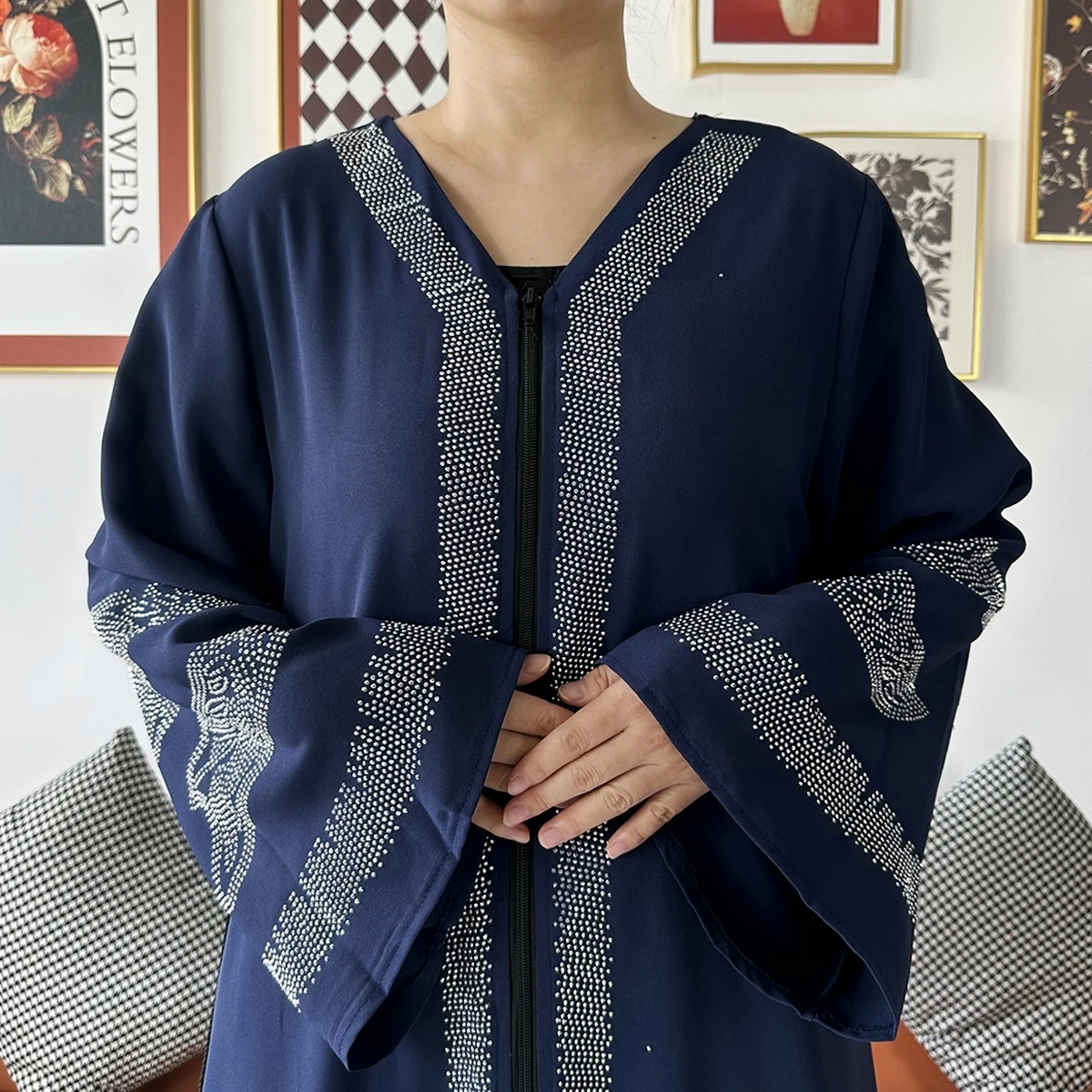2024 Women Elegant Party Dress Chiffon Open Abaya Muslim Women Dress Islamic Clothing Cardigan Abaya Women Muslim Dress