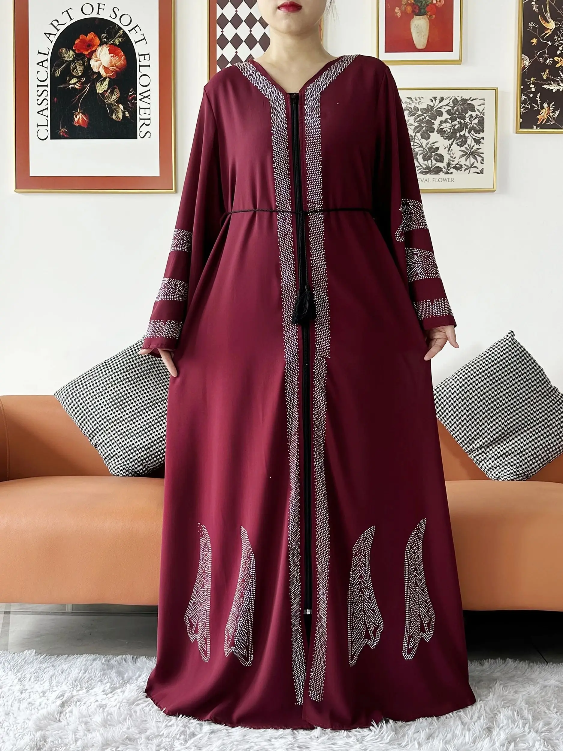 2024 Women Elegant Party Dress Chiffon Open Abaya Muslim Women Dress Islamic Clothing Cardigan Abaya Women Muslim Dress