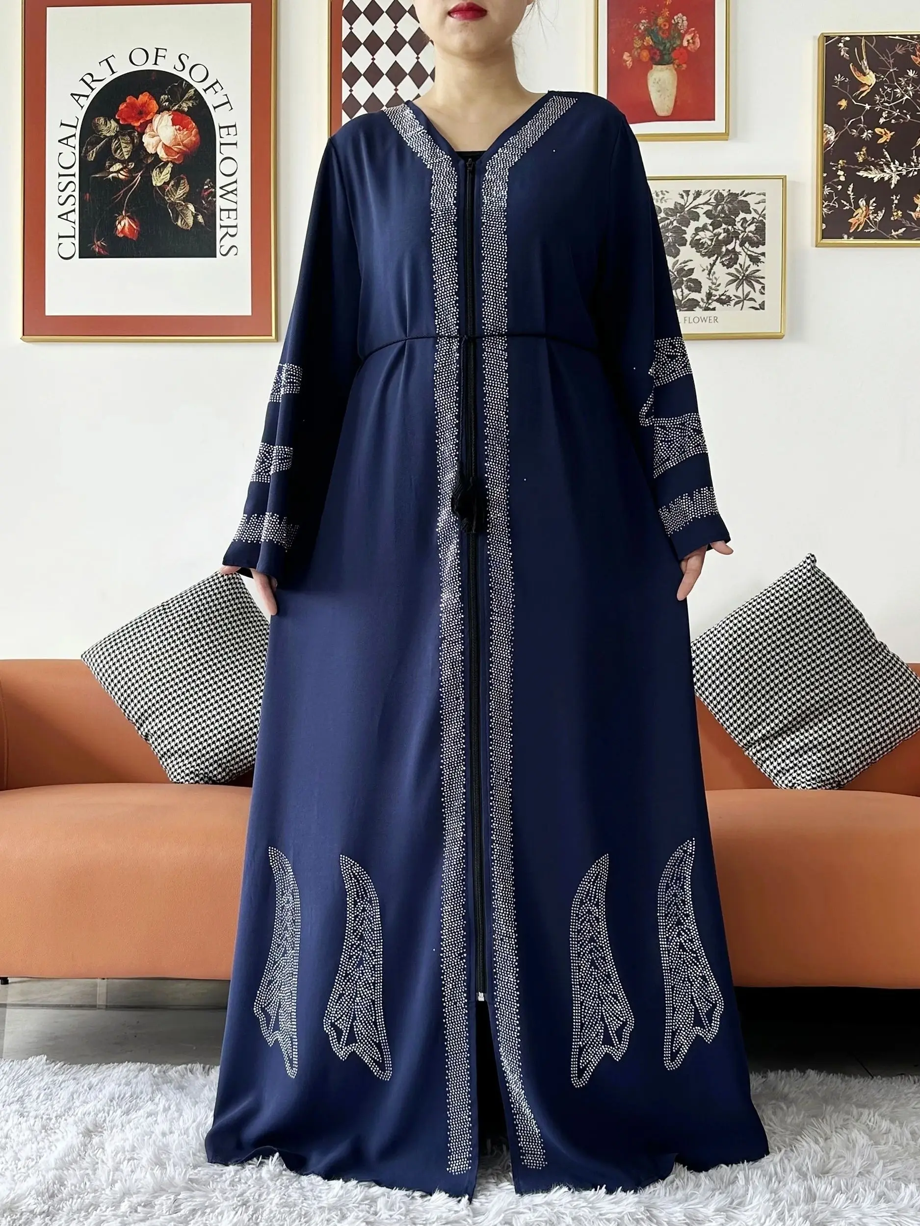 2024 Women Elegant Party Dress Chiffon Open Abaya Muslim Women Dress Islamic Clothing Cardigan Abaya Women Muslim Dress