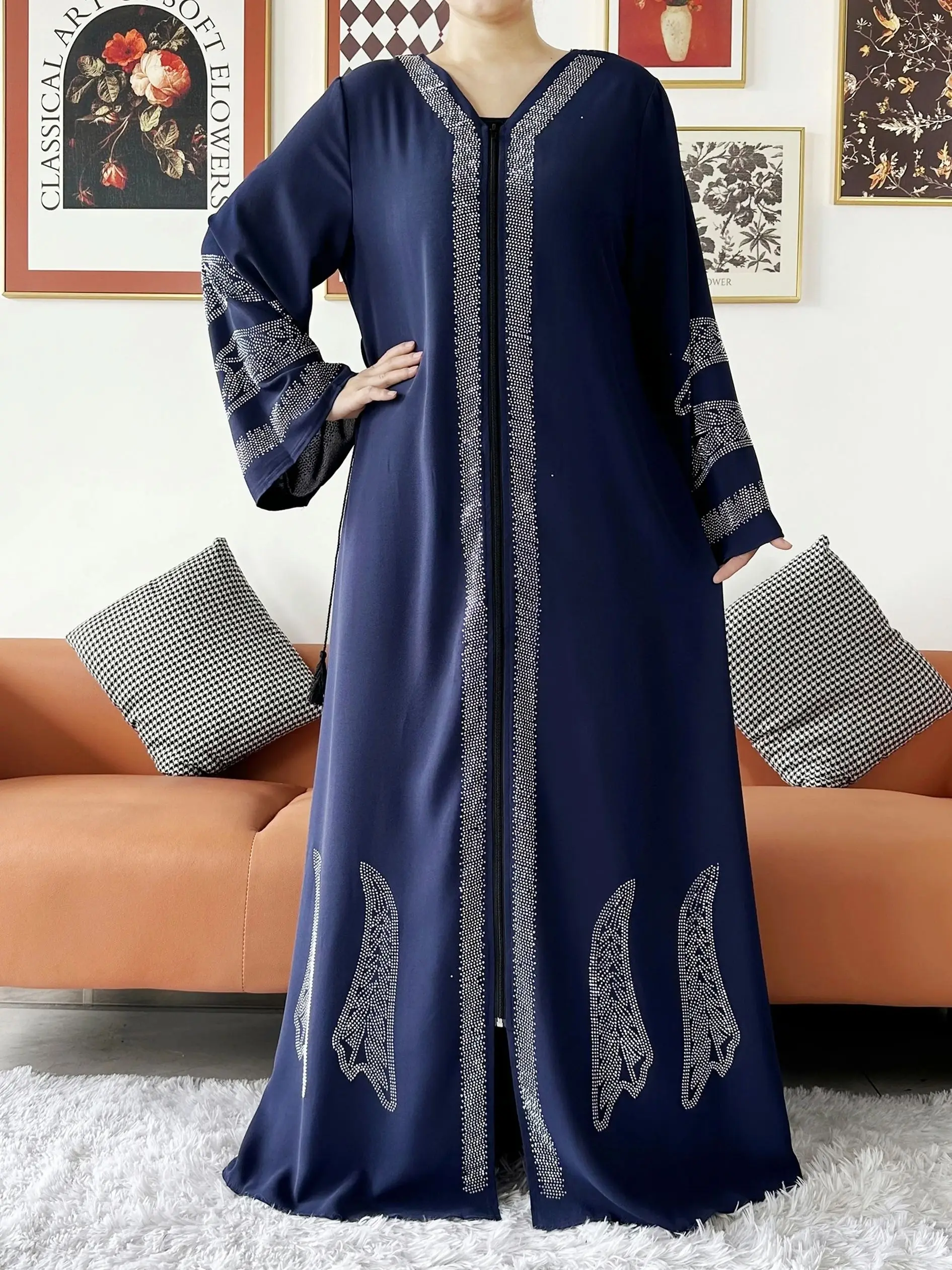 2024 Women Elegant Party Dress Chiffon Open Abaya Muslim Women Dress Islamic Clothing Cardigan Abaya Women Muslim Dress