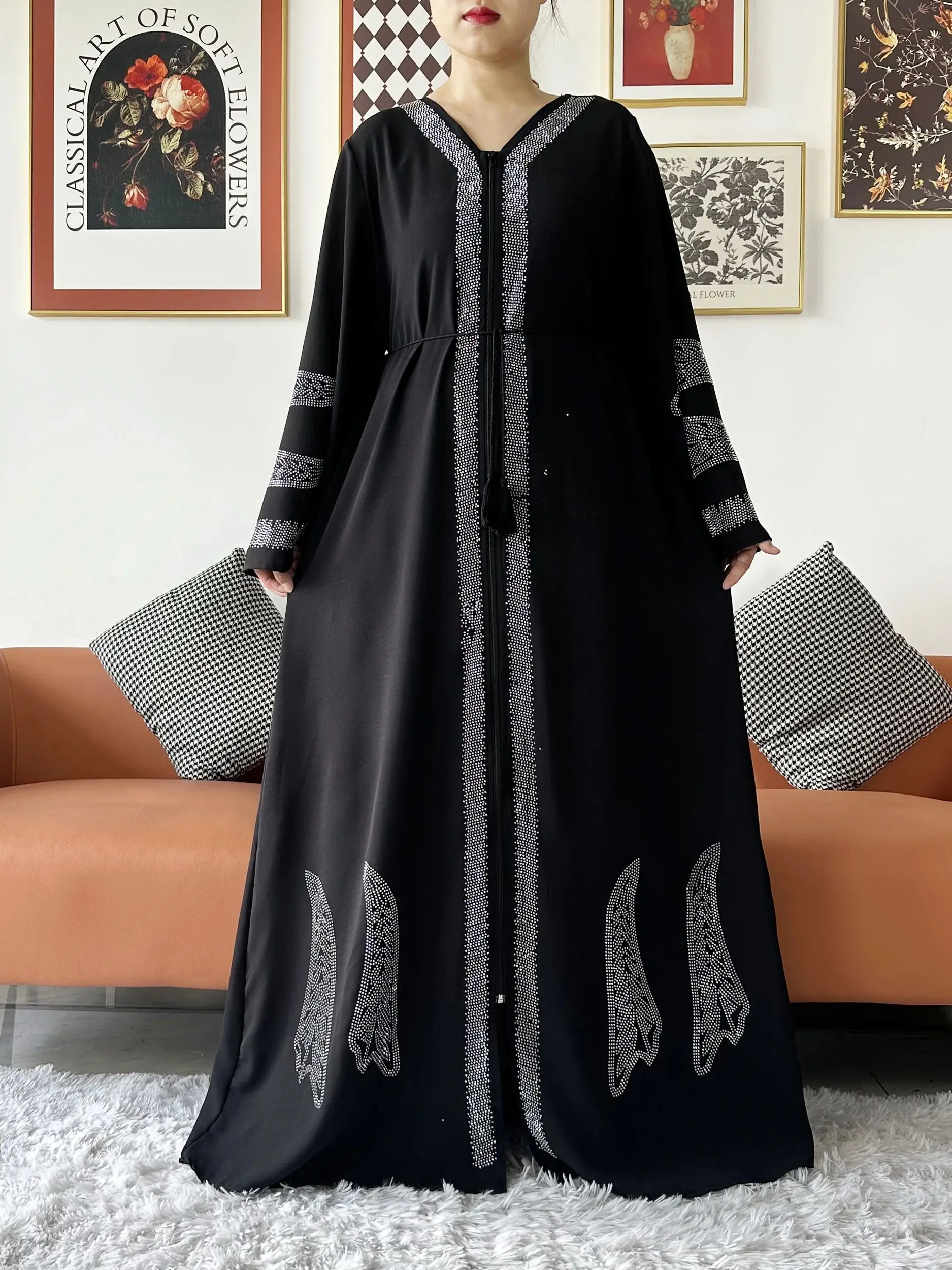 2024 Women Elegant Party Dress Chiffon Open Abaya Muslim Women Dress Islamic Clothing Cardigan Abaya Women Muslim Dress