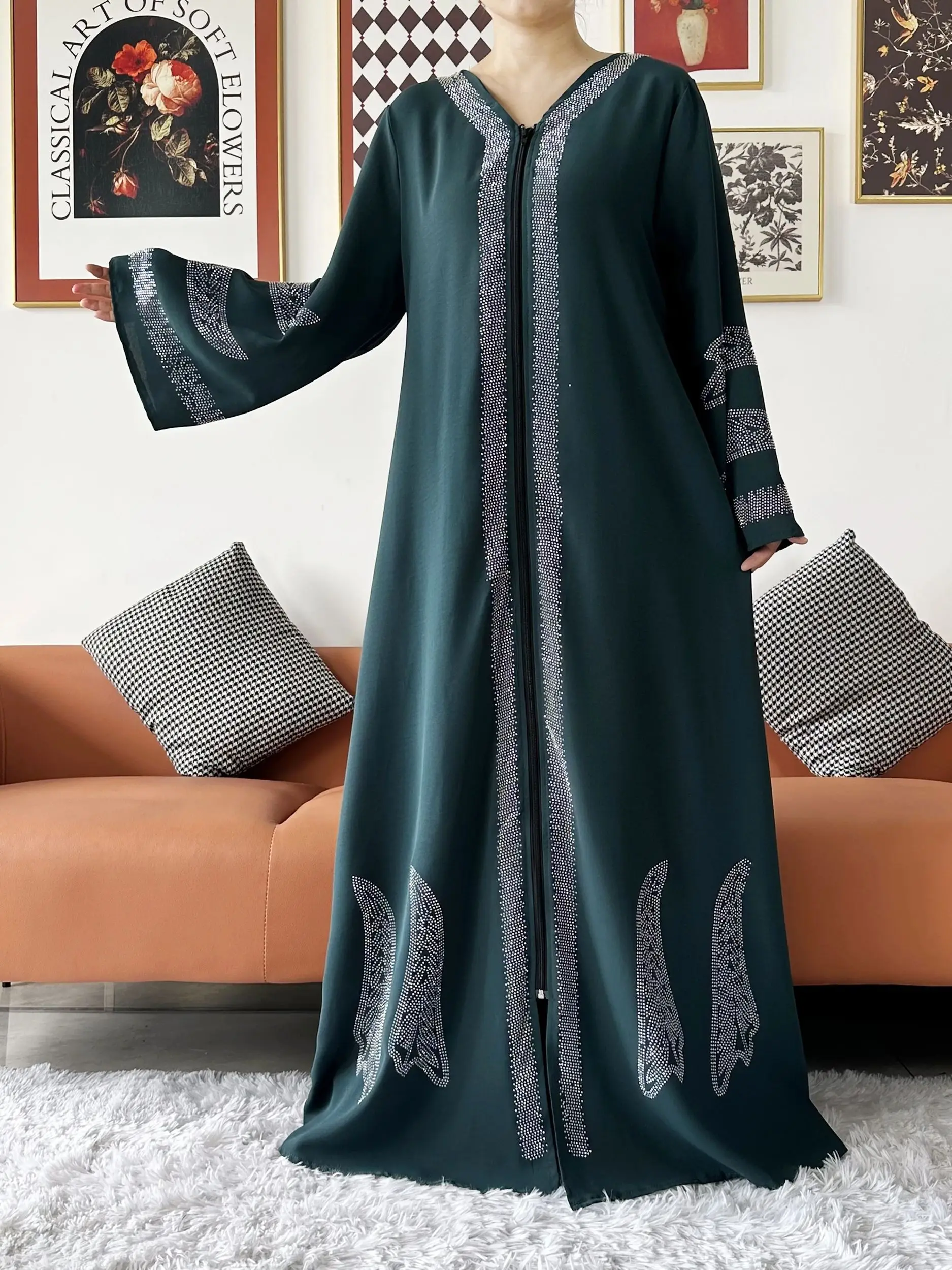 2024 Women Elegant Party Dress Chiffon Open Abaya Muslim Women Dress Islamic Clothing Cardigan Abaya Women Muslim Dress